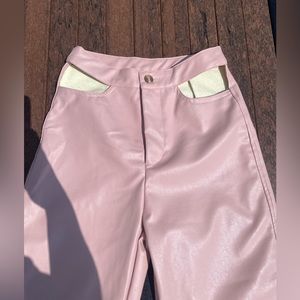 Boutique Pink Leather Pants with Cutouts size:0